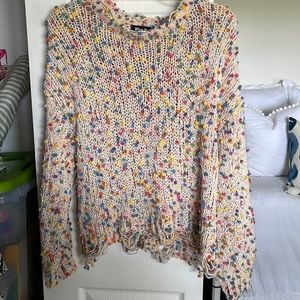 Distressed Popcorn Sweater